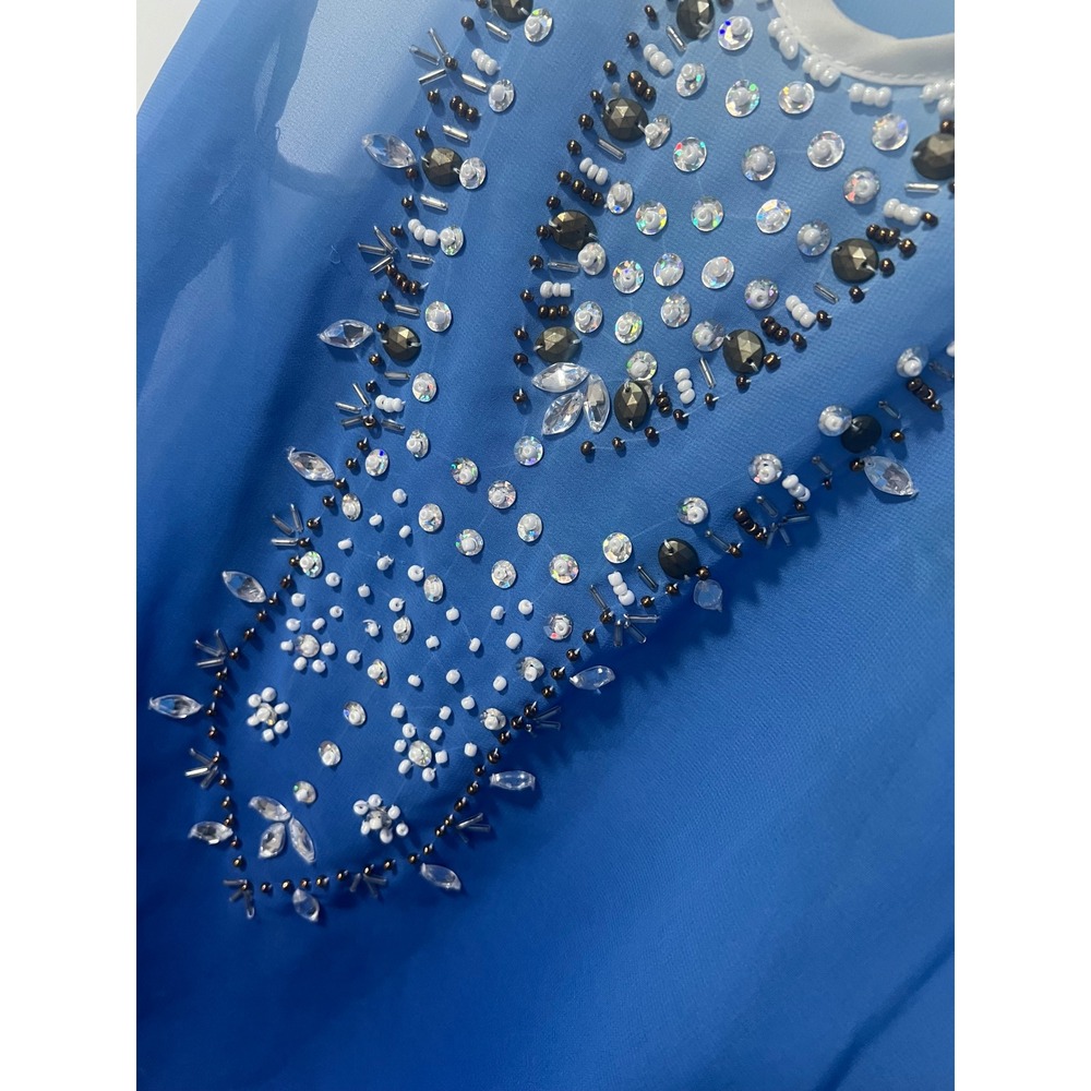Boutique Beaded Tank Top Ombre Sleeveless Party‎ Top Size S